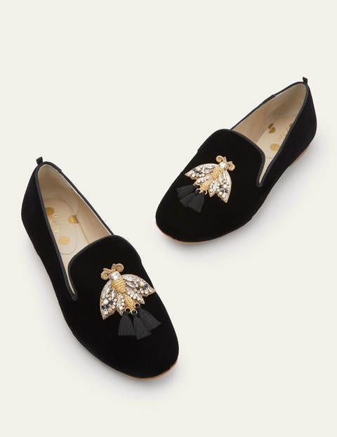 Gabriella Embellished Loafers - Black Velvet/Moth Gabriella Embellished Loafers - Black Velvet/Moth