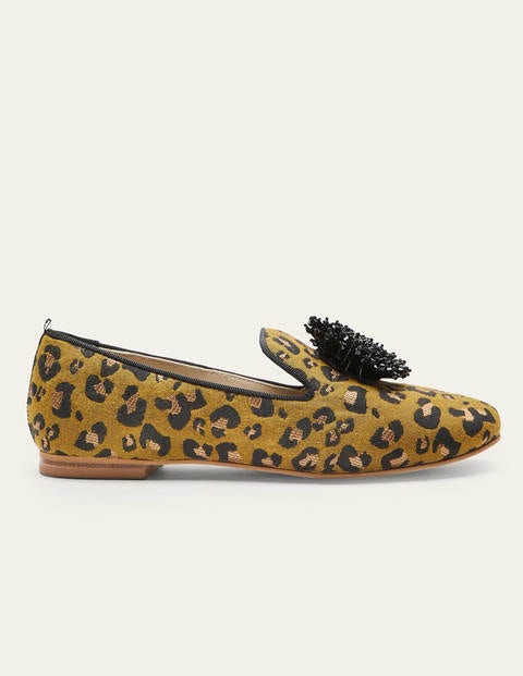 Gabriella Embellished Loafers - Metallic Jacquard Leopard