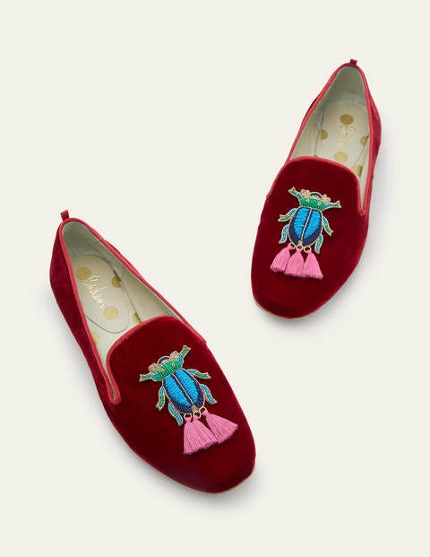 Gabriella Embellished Loafers - Wine Velvet/Beetle Gabriella Embellished Loafers - Wine Velvet/Beetle