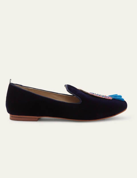 Gabriella Embellished Loafers - Navy Velvet/Bird Gabriella Embellished Loafers - Navy Velvet/Bird