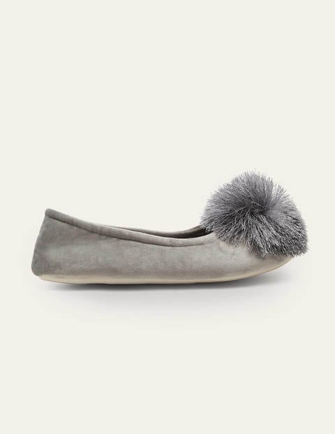 Pompom Slippers - Grey Pompom Slippers - Grey