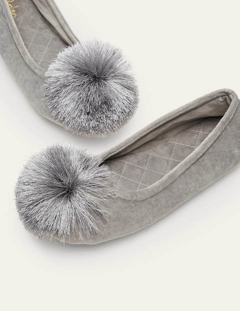 Pompom Slippers - Grey Pompom Slippers - Grey