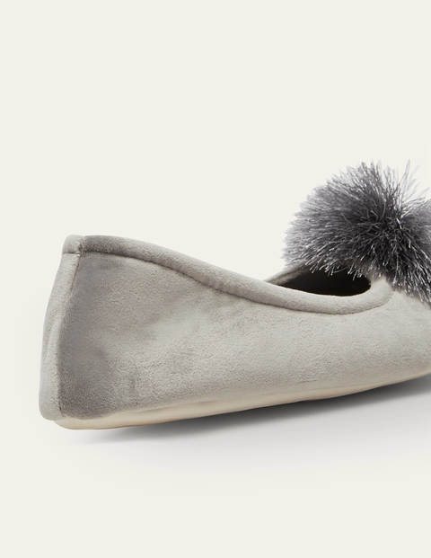 Pompom Slippers - Grey Pompom Slippers - Grey