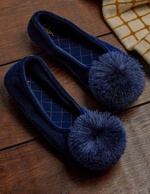 Pompom Slippers - Navy Pompom Slippers - Navy