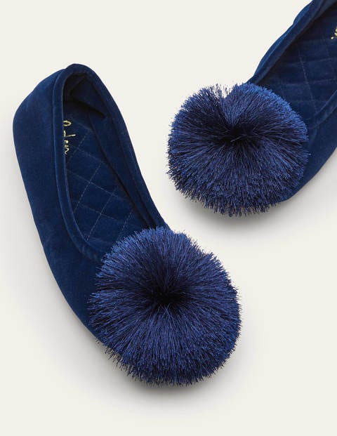 Pompom Slippers - Navy Pompom Slippers - Navy