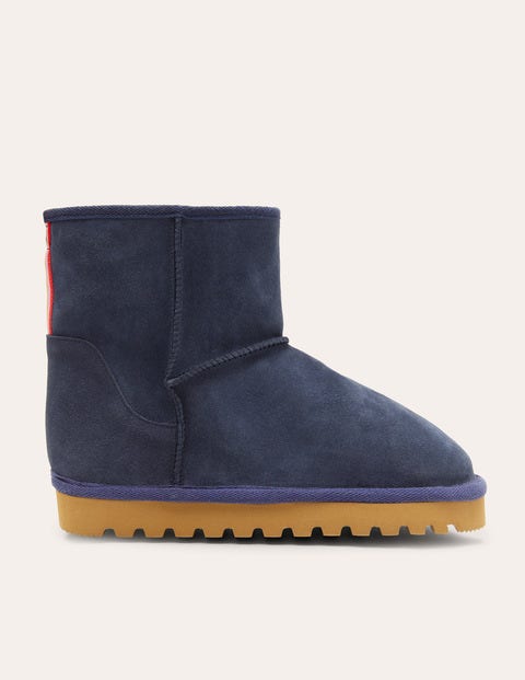 Hausschuhstiefel mit Borg-Futter - Navy Hausschuhstiefel mit Borg-Futter - Navy
