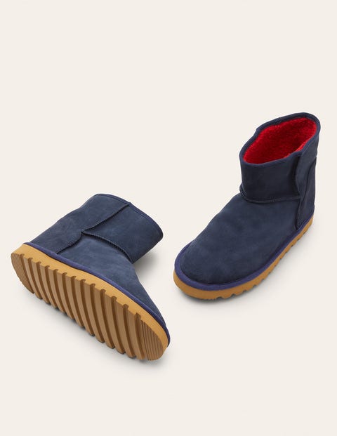 Hausschuhstiefel mit Borg-Futter - Navy Hausschuhstiefel mit Borg-Futter - Navy