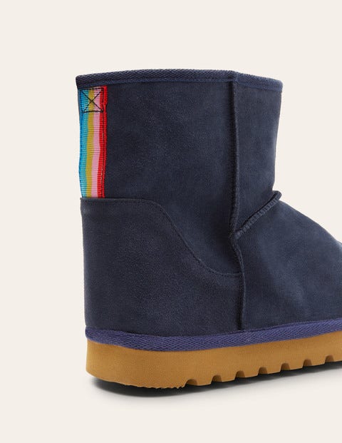 Hausschuhstiefel mit Borg-Futter - Navy Hausschuhstiefel mit Borg-Futter - Navy