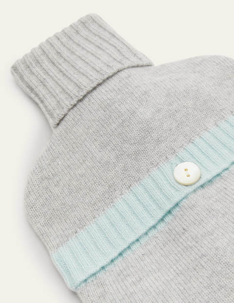 Cashmere Hot Water Bottle - Grey Marl/Fresh Water Cashmere Hot Water Bottle - Grey Marl/Fresh Water