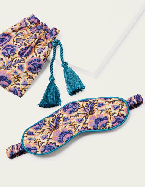 Printed Eye Mask - Ivory, Rich Floral Printed Eye Mask - Ivory, Rich Floral