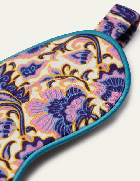 Printed Eye Mask - Ivory, Rich Floral Printed Eye Mask - Ivory, Rich Floral