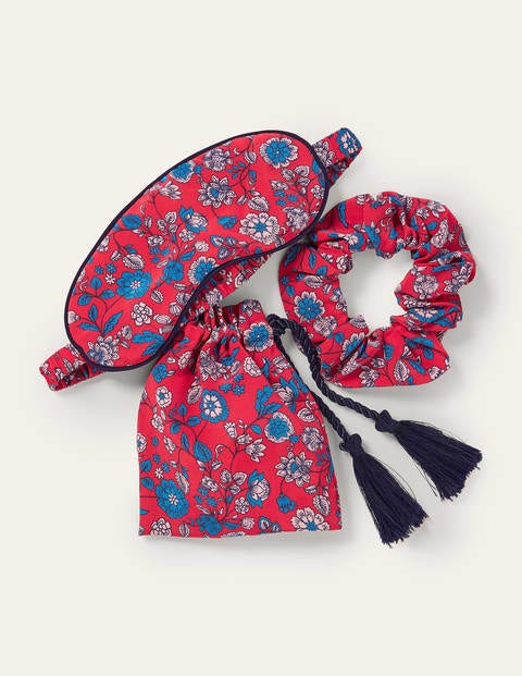 Set aus Augenmaske und Scrunchie - Hellrot, Zartes Blumenmuster Set aus Augenmaske und Scrunchie - Hellrot, Zartes Blumenmuster