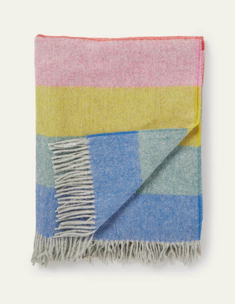 Wool Throw - Grey, Multi Stripe Wool Throw - Grey, Multi Stripe