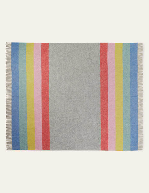 Wool Throw - Grey, Multi Stripe Wool Throw - Grey, Multi Stripe