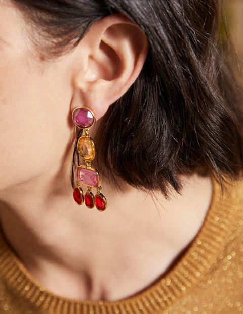 Boucles d'oreilles chandelier ornementées - Rouge multi Boucles d'oreilles chandelier ornementées - Rouge multi