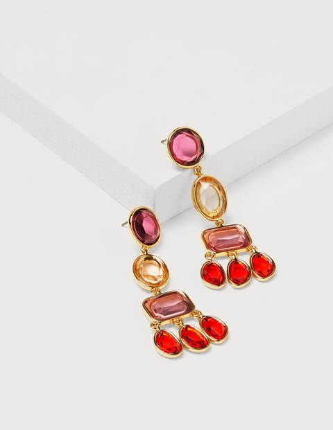 Boucles d'oreilles chandelier ornementées - Rouge multi Boucles d'oreilles chandelier ornementées - Rouge multi