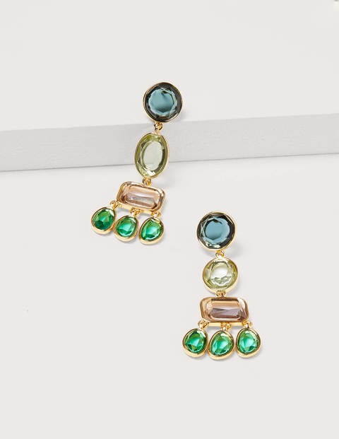 Jewelled Chandelier Earrings - Blue Multi Jewelled Chandelier Earrings - Blue Multi