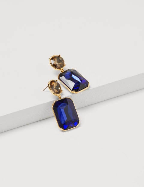 Jewelled Drop Earrings - Navy Jewelled Drop Earrings - Navy