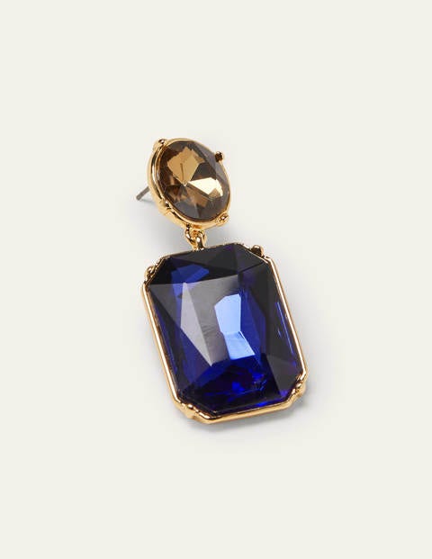 Jewelled Drop Earrings - Navy Jewelled Drop Earrings - Navy