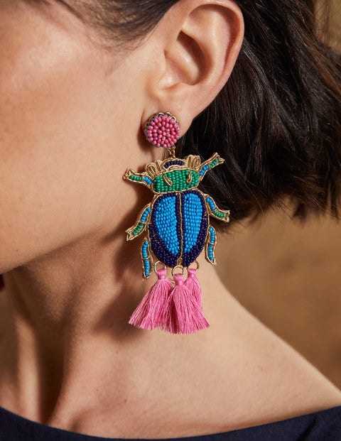 Embellished Beaded Earrings - Beetle Embellished Beaded Earrings - Beetle