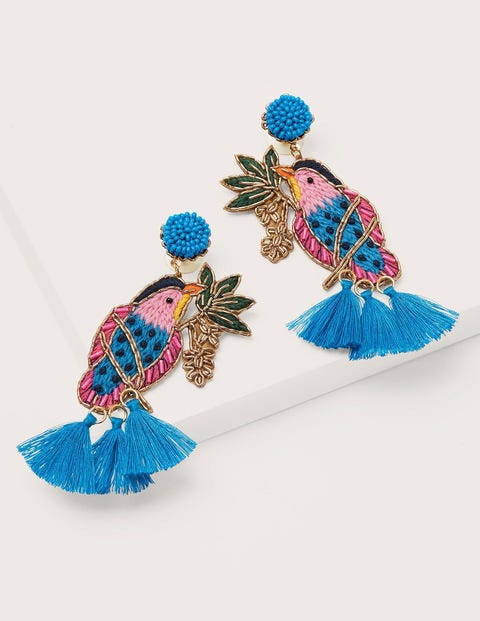 Embellished Beaded Earrings - Bird Embellished Beaded Earrings - Bird