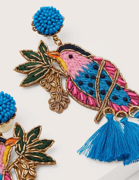 Embellished Beaded Earrings - Bird Embellished Beaded Earrings - Bird