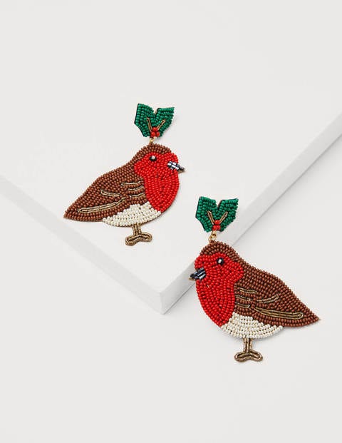 Beaded Festive Earrings - Robins Beaded Festive Earrings - Robins