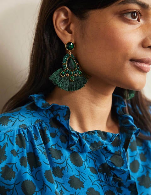 Jewelled Fringe Earrings - Midnight Garden Jewelled Fringe Earrings - Midnight Garden