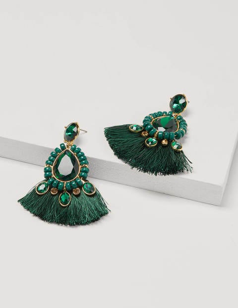 Jewelled Fringe Earrings - Midnight Garden Jewelled Fringe Earrings - Midnight Garden