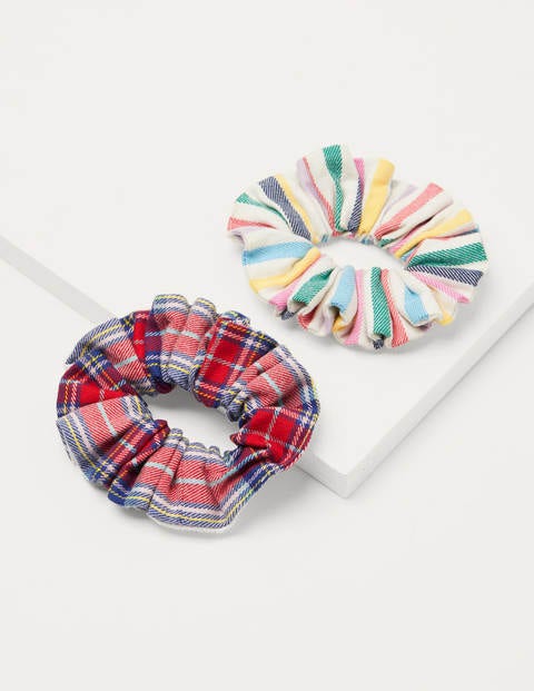 Cotton Scrunchie Set - Ivory and Rockabilly Red Check Cotton Scrunchie Set - Ivory and Rockabilly Red Check