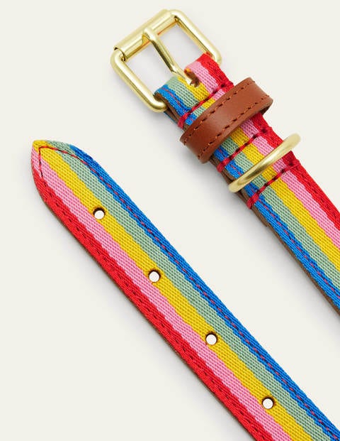 Leather Dog Collar - Tan, Multi Stripe Leather Dog Collar - Tan, Multi Stripe
