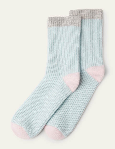 Cashmere Bed Socks - Fresh Water/Grey/Milkshake
