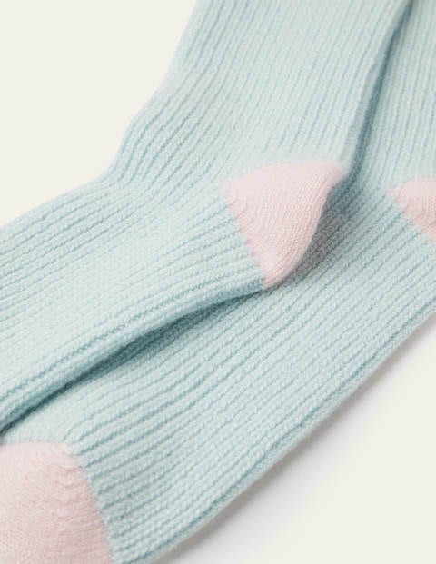 Bettsocken aus Kaschmir - Seeblau/Grau/Milchshake Bettsocken aus Kaschmir - Seeblau/Grau/Milchshake