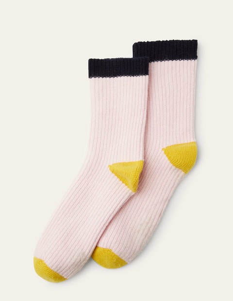 Cashmere Chunky Bed Socks - Milkshake/Wasp/Navy Cashmere Chunky Bed Socks - Milkshake/Wasp/Navy