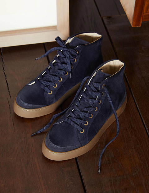 Emma Velvet High Top Trainers - Navy Emma Velvet High Top Trainers - Navy