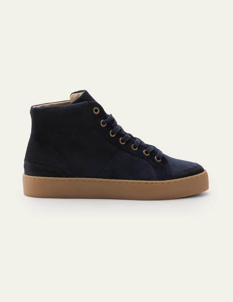 Emma Velvet High Top Trainers - Navy Emma Velvet High Top Trainers - Navy