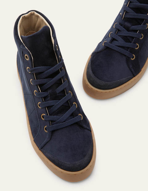 Emma Velvet High Top Trainers - Navy Emma Velvet High Top Trainers - Navy