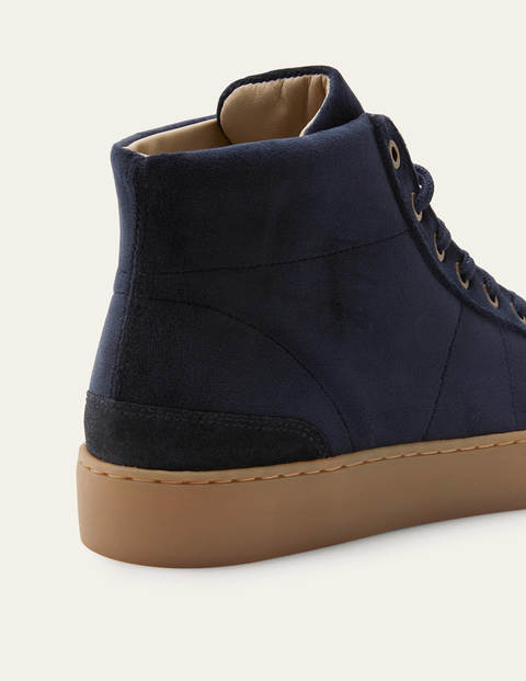 Emma Velvet High Top Trainers - Navy Emma Velvet High Top Trainers - Navy