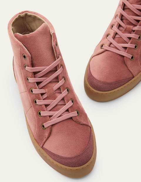 Emma Velvet High Top Trainers - Dusty Rose Emma Velvet High Top Trainers - Dusty Rose