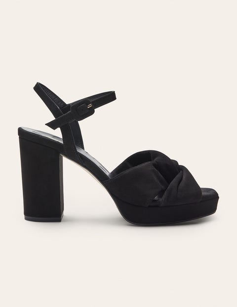 Twist Front Platform Sandals - Black
