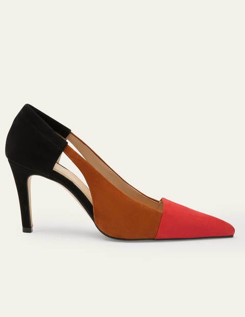 Cut Out Suede Court Shoes - Black/Frankincense/Poppadew Cut Out Suede Court Shoes - Black/Frankincense/Poppadew