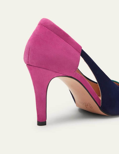Cut Out Suede Heels - Deep Forest/Navy/Pop Pansy Cut Out Suede Heels - Deep Forest/Navy/Pop Pansy