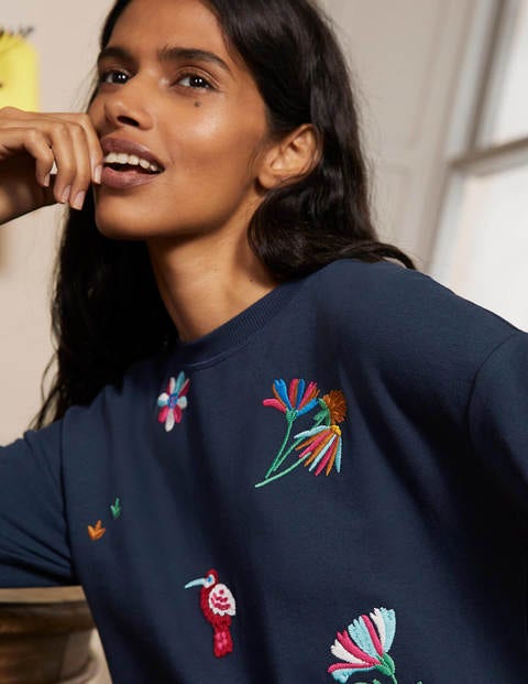 Jasmine Sweatshirt Dress - Navy/ Embroidery Jasmine Sweatshirt Dress - Navy/ Embroidery
