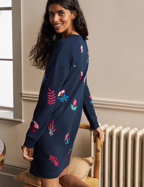 Jasmine Sweatshirt Dress - Navy/ Embroidery Jasmine Sweatshirt Dress - Navy/ Embroidery