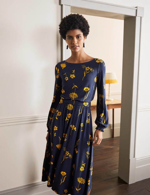 Evelyn Jersey-Midikleid - Honiggold, Löwenzahn Evelyn Jersey-Midikleid - Honiggold, Löwenzahn