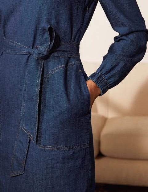 Esmeralda Tie Waist Dress - Mid Vintage Denim Esmeralda Tie Waist Dress - Mid Vintage Denim