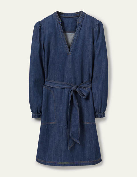Esmeralda Tie Waist Dress - Mid Vintage Denim Esmeralda Tie Waist Dress - Mid Vintage Denim
