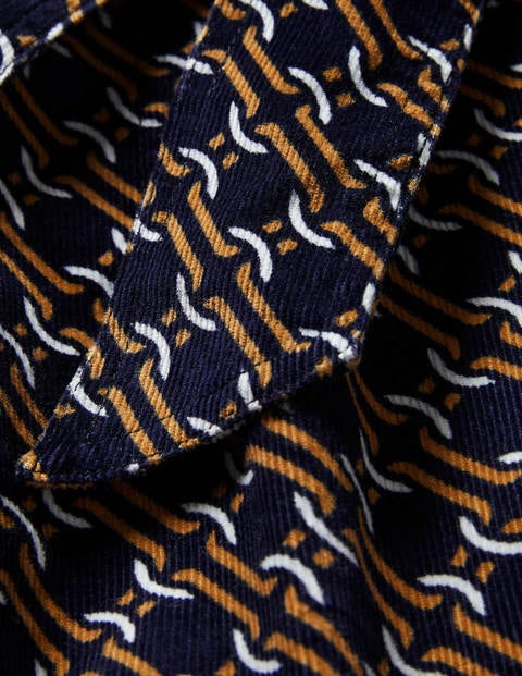 Esmeralda Kleid mit Taillengürtel - Navy, Geometrisches Gliedermuster Esmeralda Kleid mit Taillengürtel - Navy, Geometrisches Gliedermuster