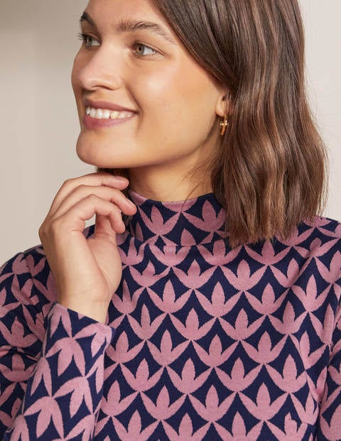 High Neck Jacquard Dress - Dust Cloud Pink, Petal Geo High Neck Jacquard Dress - Dust Cloud Pink, Petal Geo