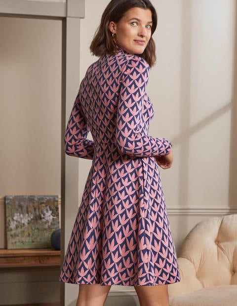 High Neck Jacquard Dress - Dust Cloud Pink, Petal Geo High Neck Jacquard Dress - Dust Cloud Pink, Petal Geo